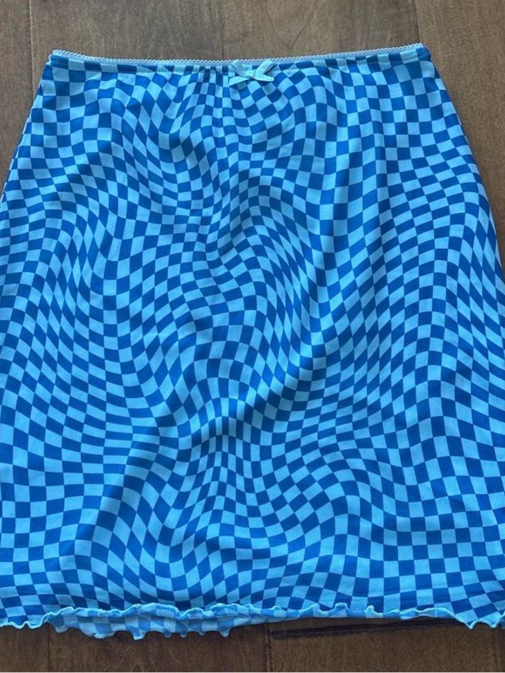 wild fable Blue Checkerboard A-Line Skirt